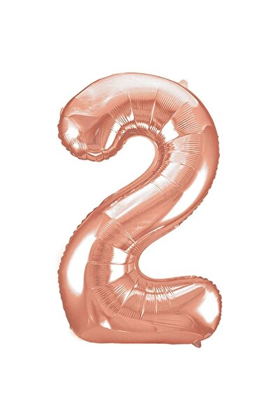 BAL10 DÜNYASI Foil Balloon 34 Inch 80 Cm 2 Number Rose Gold