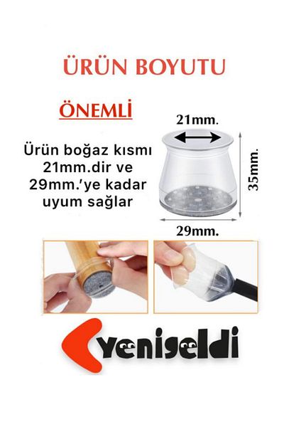 Yenigeldi 8 bucăți de pantofi pentru scaun de masă din silicon cu pâslă Protector de podea anti-alunecare 35 mm bază 30 mm gât