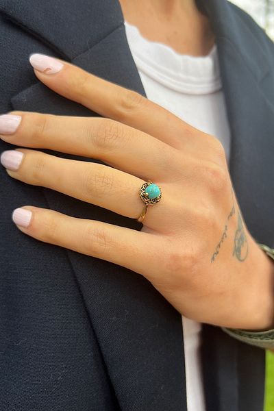 Pinart Adjustable Natural Stone Copper Women's Ring SM00012345