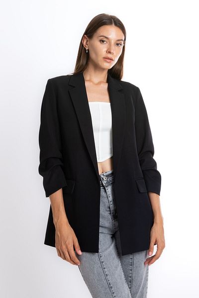 ONE8 Buttonless Front Sleeve Detailed Lined Blazer Jacket