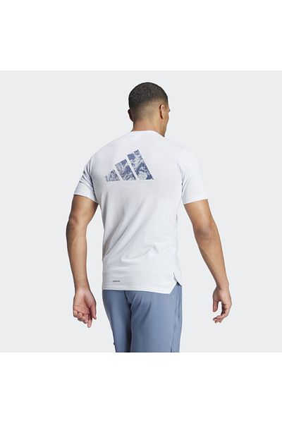 adidas Ανδρικό λευκό μπλουζάκι με στρογγυλή λαιμόκοψη - Λογότυπο προπόνησης