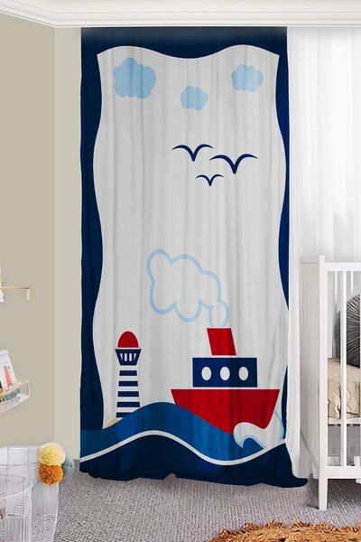 Bebişim Halı Children's Room Sailor - Double Winged, Background Curtain