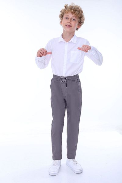 Joui Co Pantaloni de școală pentru copii din bumbac - cu talie elastică