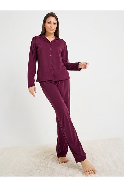 Styli Long Sleeve Jersey Button Through Shirt & Pyjama Set