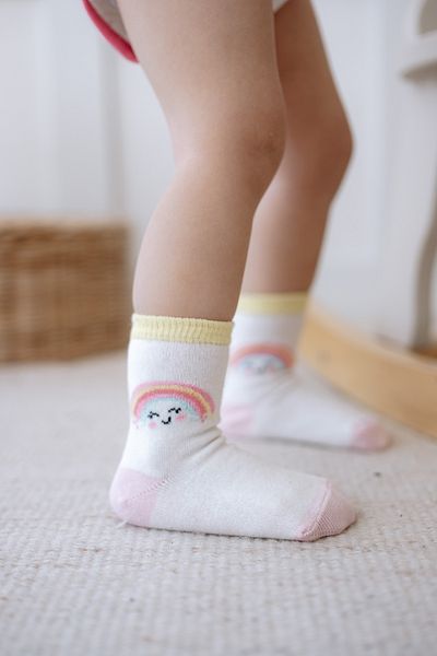 Lilabio Rainbow Patterned 6-Piece Socks for Baby Girl