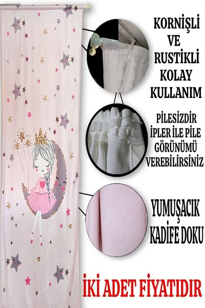 Bebişim Halı Double Winged Starry Children's Room - Background Curtain