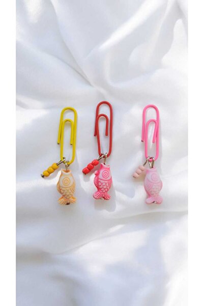 Nas Aksesuar Semn de carte cadou cu pește galben-roșu-roz, 3 bucăți