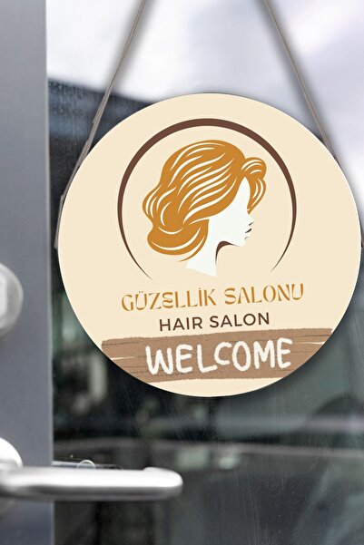 Nod Salon de înfrumusețare - Semn de bun venit pentru ușă din sticlă, ornamen...