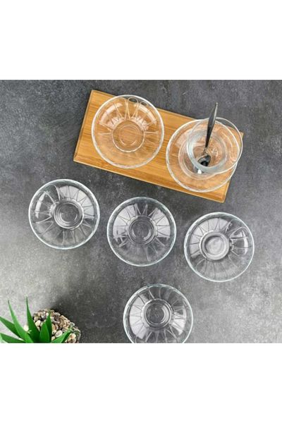 Paşabahçe 54451 Damla 12 Pieces EnGraved Tea Plate