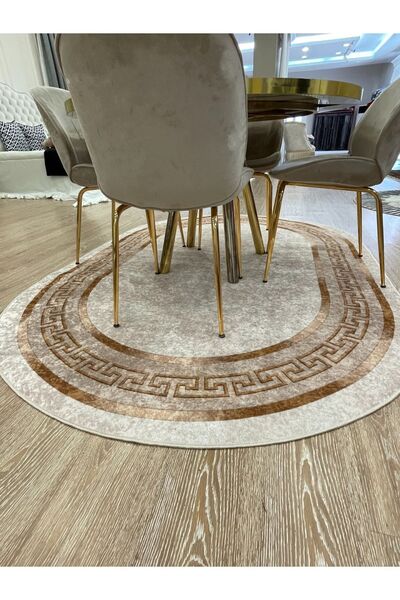 Brillant Klasik Bordürlü Desen Çizgili Oval Lateks Deri Taban Saçaksız Salon ...