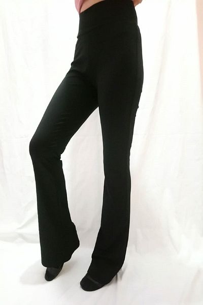 Modoo Tekstil Women's Black High Waist Spanish Leg Trousers