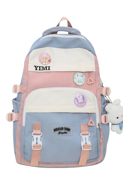 roys joys Blue Luffy - Rucsac de școală în stil coreean cu ursuleț