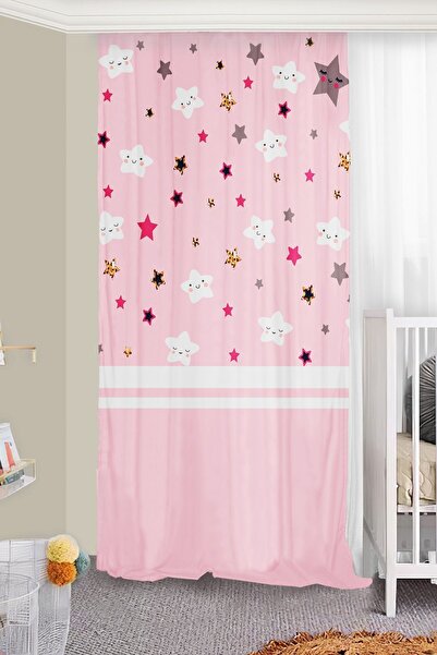 Bebişim Halı نمط النجمة الوردية - ستارة خلفية لغرفة الأطفال بجناحين