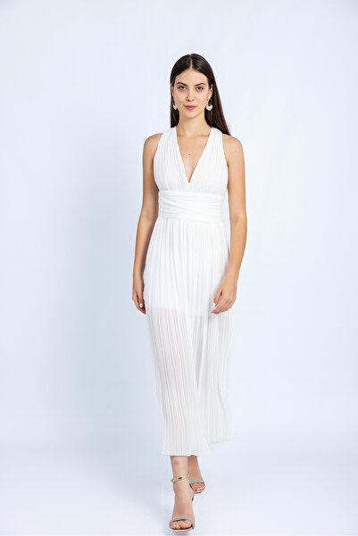 ELİSEV ŞİFON PİLİSELİ ELBİSE