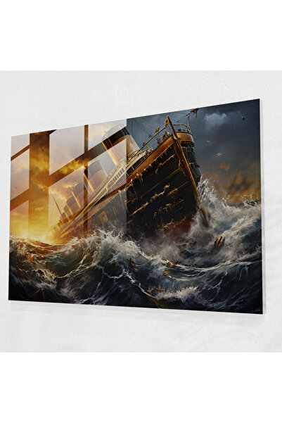 PaintedAnarchy Titanic Legacy Glass Print - Titanic, Rough Waves, Glass Art, ...