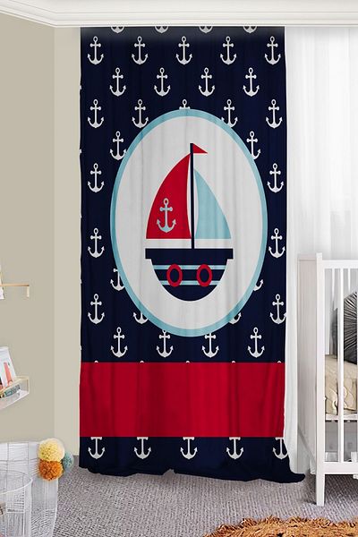 Bebişim Halı Double Winged Sailing Background Curtain - Children's Room
