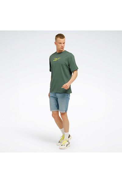 Reebok Tricou pentru bărbați cu gât rotund verde Speedwick Gfx