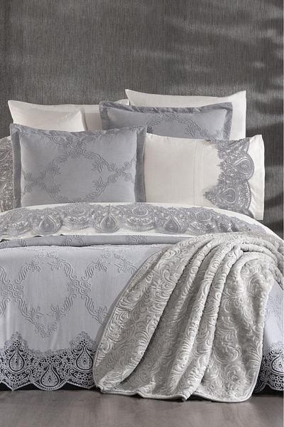 Çeyiz Diyarı Gray Dowry Land Sahara 10 Piece Blanket Set
