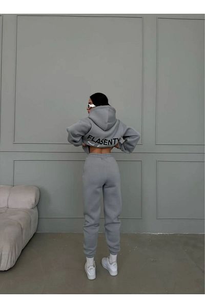 MODARİCH Σετ αθλητικών φόρμας Flasenty Grey Jogger - Σετ με κουκούλα, στάμπα και μπλούζα