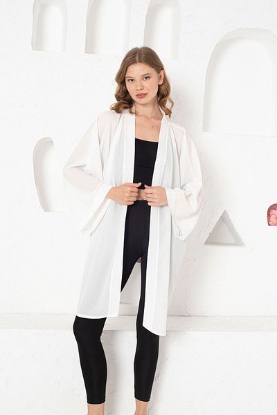 NKCOLLECTİON White Back Patterned Women's Kimono/kaftan