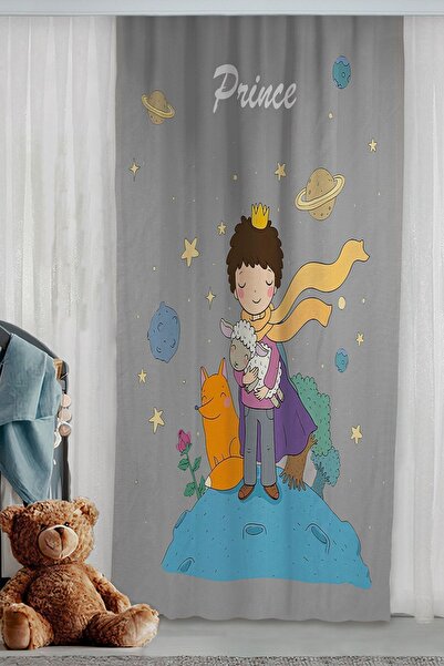 Bebişim Halı Little Prince And Fox Double Winged Children's Room Background Curtain