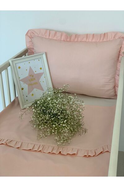 PAMUKA Fırfırlı Bebek Nevresim Seti Baby Pink