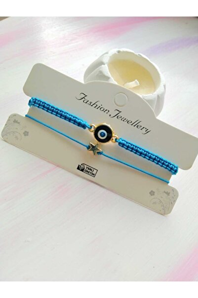 nascollection Makrome Yıldızlı Mavi Bileklik 2li