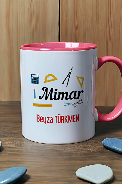 Hedizu Kişiye Özel Mimar Kupa Bardak Pembe Mimarlar Günü Hediyesi