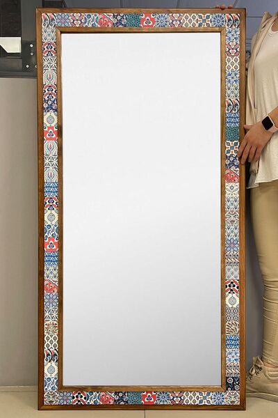 Oscar Stone Decor Ahşap Çerçeveli Mozaik Taş (mermer) Ayna 75x145 Cm Seramik ...