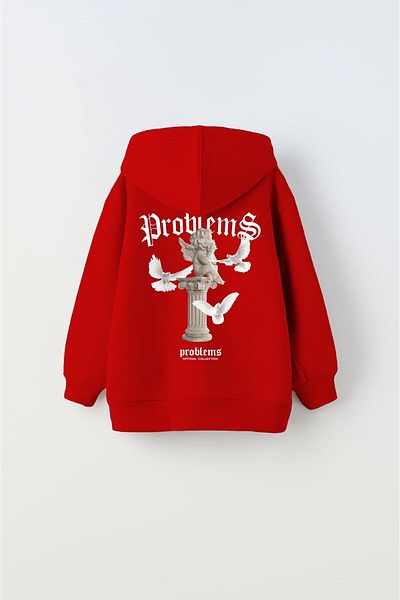 The Champ Clothing Детски суитшърт с качулка и качулка с щампа на полярни проблеми, червен унисекс