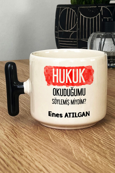 Hedizu Kişiye Özel Avukata Hediye Kupa Bardak T Kulplu Siyah Hukuk Okuduğumu ...