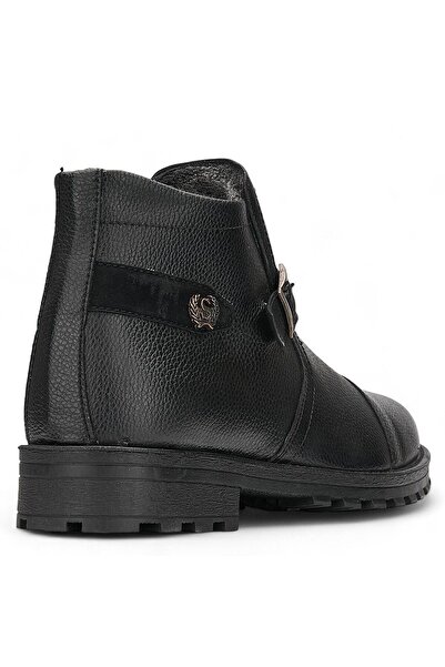 Allyup Ανδρικές μαύρες μπότες - Παπούτσια εξωτερικού χώρου με φερμουάρ, λεπτομέρεια πόρπης και οδοντωτή σόλα 01