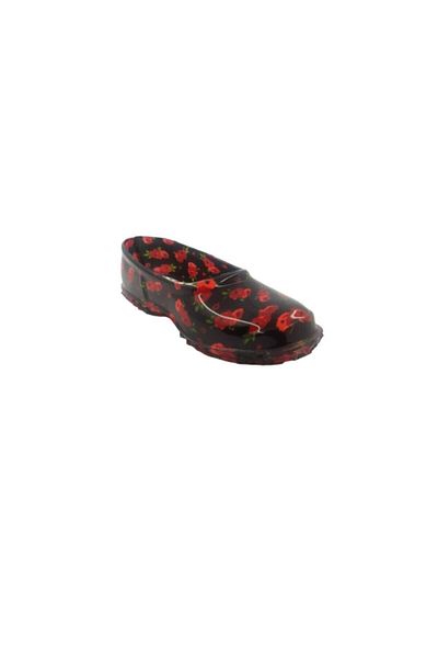 fafatara Black Red Floral Rubber Shoes