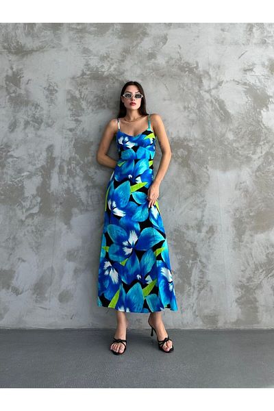 İLKCET MODA Rochie de damă cu bretele midi cu model