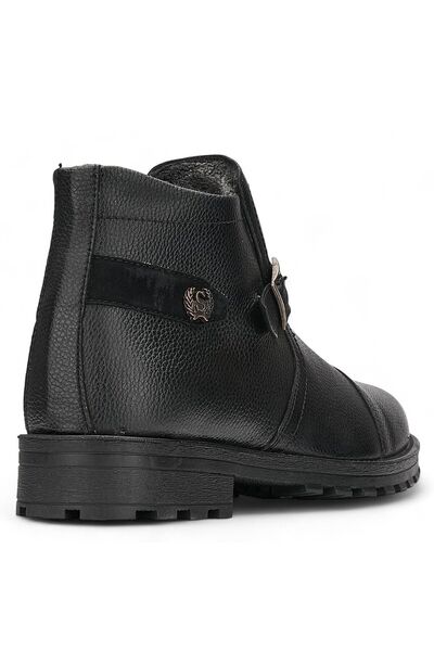 Nstil Ανδρικές μαύρες μπότες - Παπούτσια εξωτερικού χώρου με φερμουάρ, λεπτομέρεια πόρπης και οδοντωτή σόλα 01