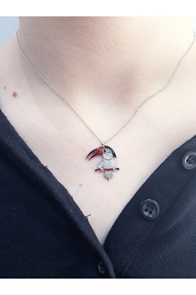 OniksGümüş Tukan Kuşu Kolye