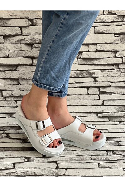 WASHINGTON POLO CLUB Genuine Leather Women's Slippers - Orthopedic, Comfort Sole, Doctor Nurse Daily Summer, Open Airmax