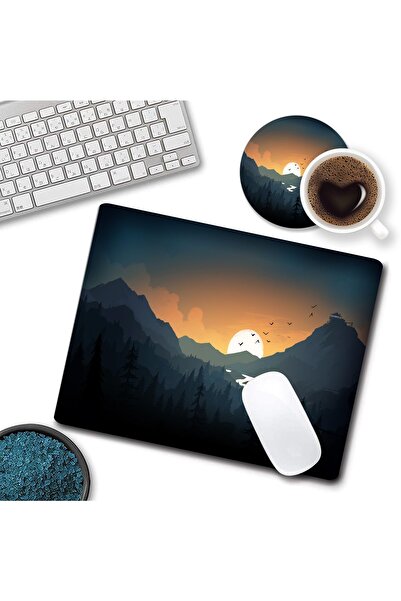 Genel Markalar 24cmx20cm Mause Pad ve Bardak Atlığı Takım.Gün Batımı Manzara ...
