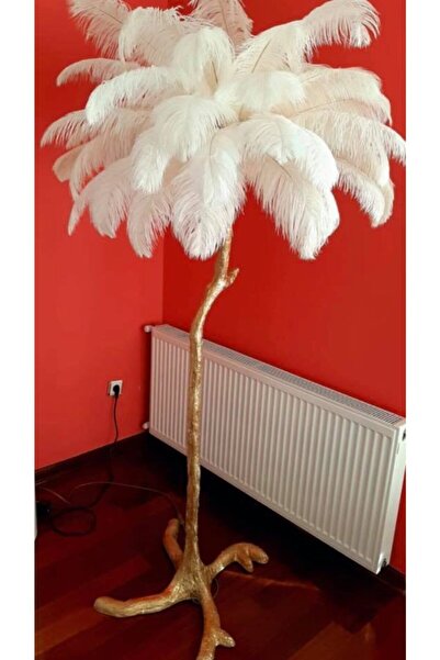 bahcesalincagidunyasi Palmiye Görünümlü Lambader Orjinal Deve Kuşu 50 Tüylü