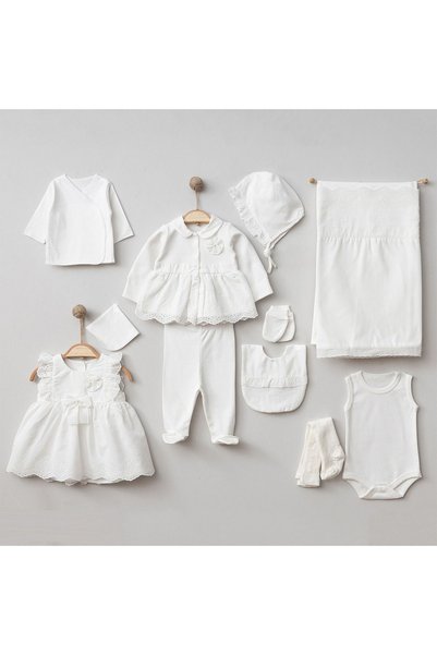 yukobaby bebeğiniz için en doğalı Yeni Doğan Kız Bebek Incili 10 Lu Hastane Çıkışı Zıbın Set