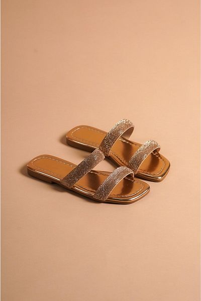 munora butik نعال عارية مرصعة بأحجار مزدوجة