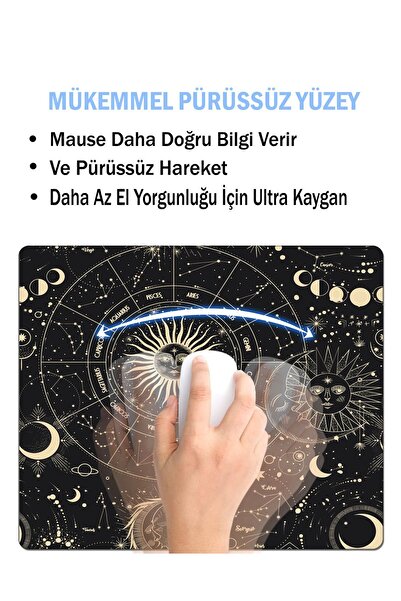 AsMat Paw 24cmx20cm Mause Pad ve Bardak Atlığı Takımı. Astroloji Temalı Mause Pad(fare) ve Bardak Altlığı