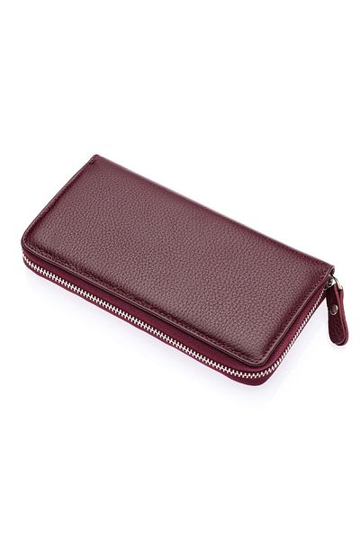 CüzCan Πορτοφόλι Unisex Claret Red από γνήσιο δέρμα Polo - Χαρτοφυλάκιο χειρός με φερμουάρ