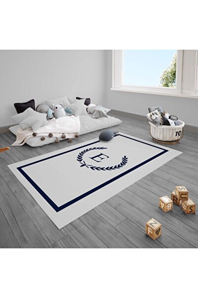 CİCİ ODAM Çocuk Bebek Odası Halısı Başak Harfli Lacivert