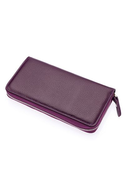CüzCan Unisex West Polo Plum - Portofel de mână din piele naturală cu fermoar