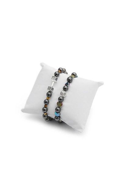 Mystic Energy Real Natural Stone Hematite Bracelet Set for Couples | Natural Stone as a Gift |   Gift Natural Stone