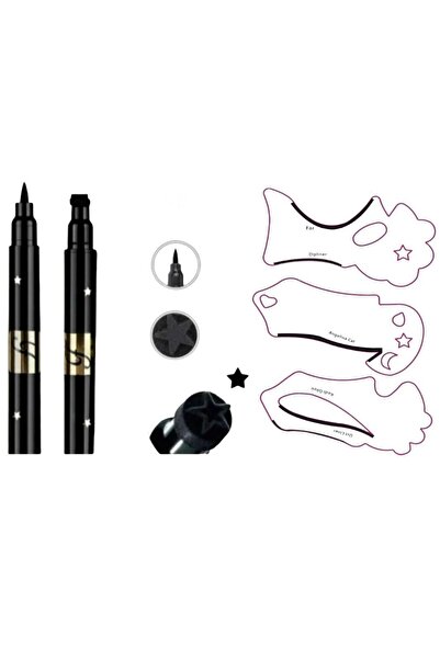 MAQYA Cosmetics Çift Uçlu Yıldız Eyeliner Baskılı Kalem Ve Eyeliner Çekme Aparatı