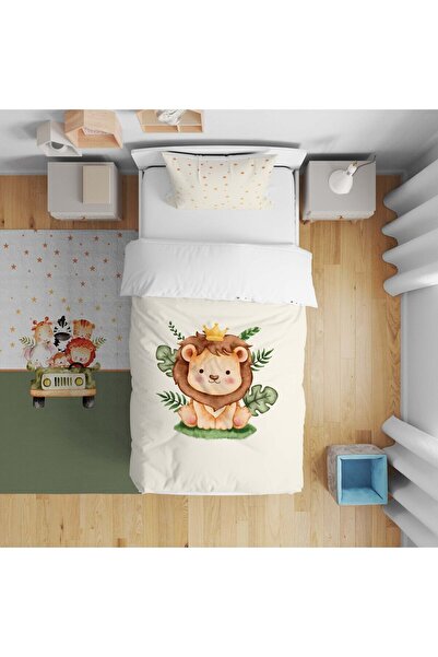 CİCİ ODAM طقم غطاء لحاف للأطفال بتصميم أوراق أسد لطيفة