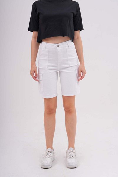 alanora High Waist LYcra Women's Bermuda Shorts - with Cargo Pocket