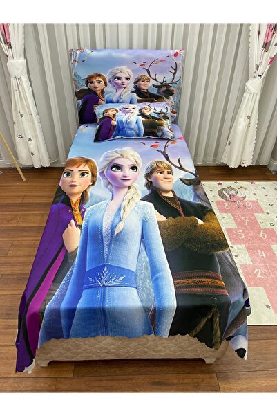 CİCİ EKO Elsa ve Arkadaşları Yatak Örtüsü HEDİYE Yastık Kılıfı Frozen İnce De...